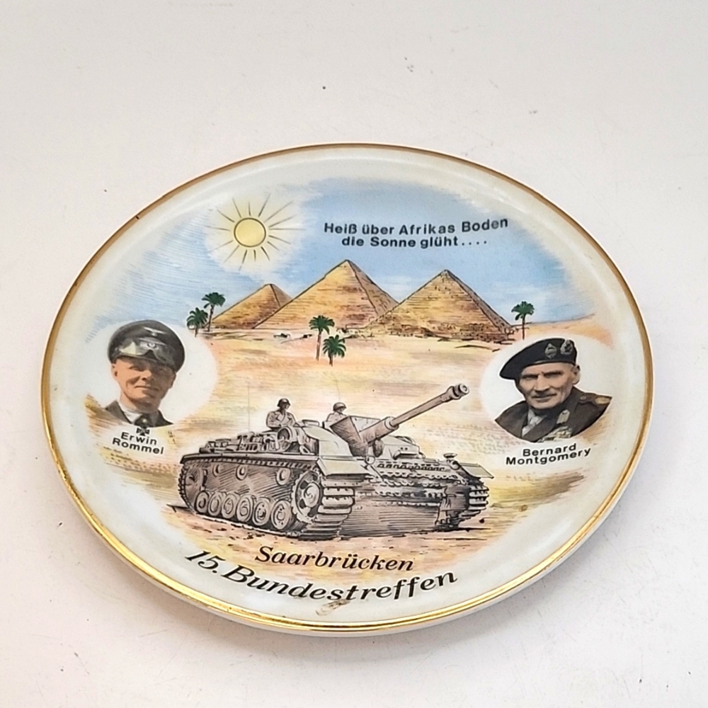 Vintage Commemorative Plate WWII 15th Federal Meeting of Montgomery & Rommel